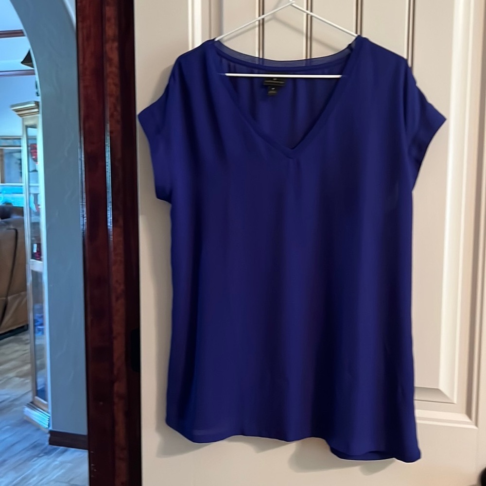 Worthington lightweight top in deep Indigo Blue.